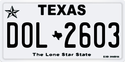 TX license plate DOL2603