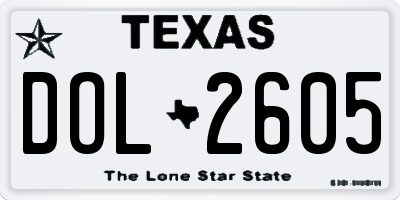 TX license plate DOL2605