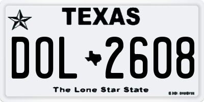 TX license plate DOL2608