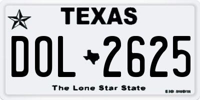 TX license plate DOL2625