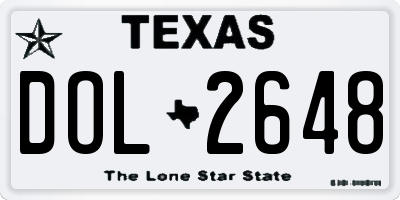 TX license plate DOL2648