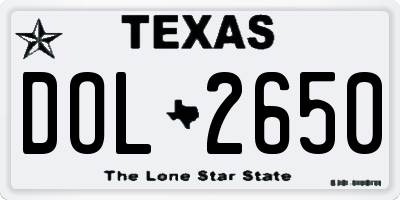 TX license plate DOL2650
