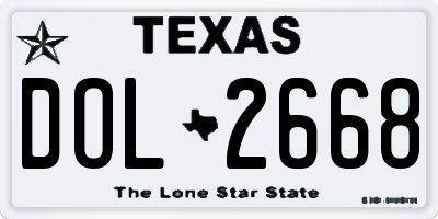 TX license plate DOL2668