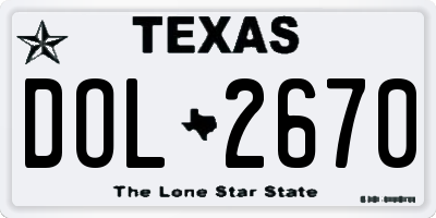 TX license plate DOL2670