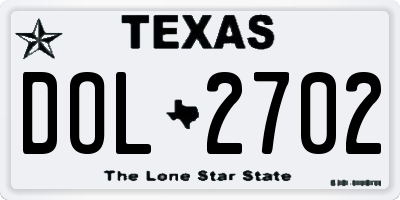 TX license plate DOL2702