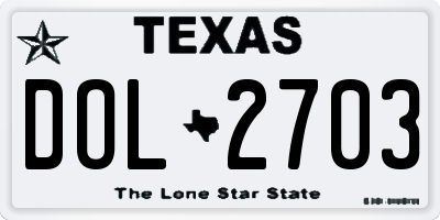 TX license plate DOL2703