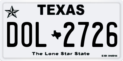 TX license plate DOL2726