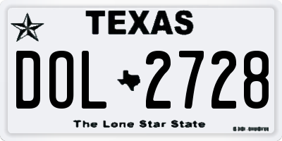 TX license plate DOL2728