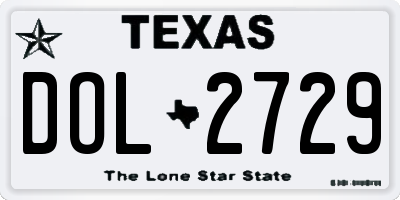 TX license plate DOL2729