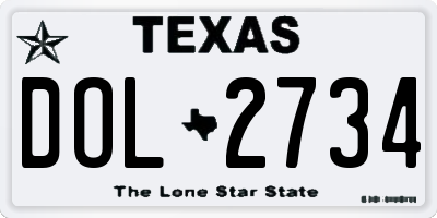 TX license plate DOL2734
