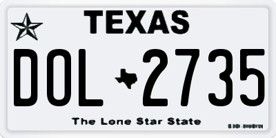 TX license plate DOL2735