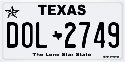 TX license plate DOL2749