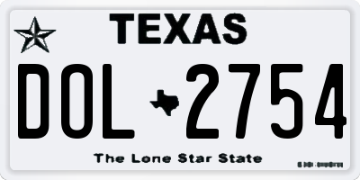 TX license plate DOL2754