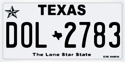 TX license plate DOL2783