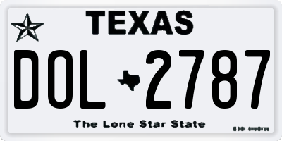 TX license plate DOL2787