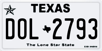 TX license plate DOL2793