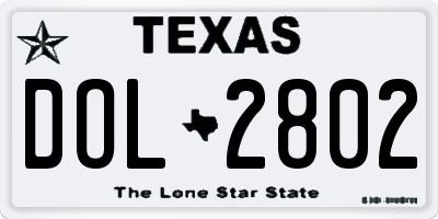TX license plate DOL2802