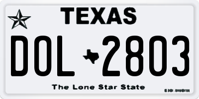 TX license plate DOL2803