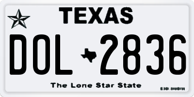 TX license plate DOL2836