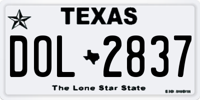 TX license plate DOL2837