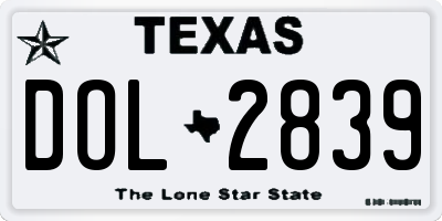 TX license plate DOL2839