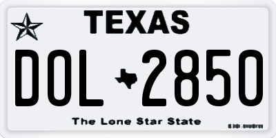 TX license plate DOL2850