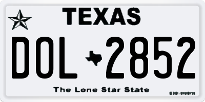 TX license plate DOL2852