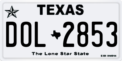 TX license plate DOL2853