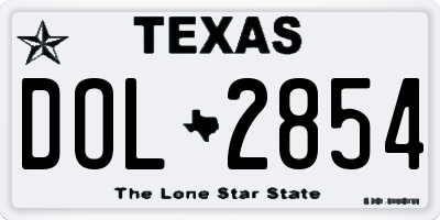 TX license plate DOL2854