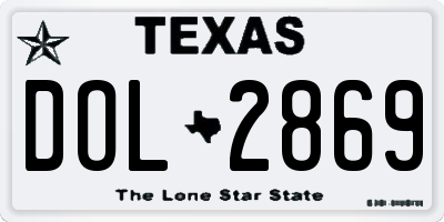 TX license plate DOL2869