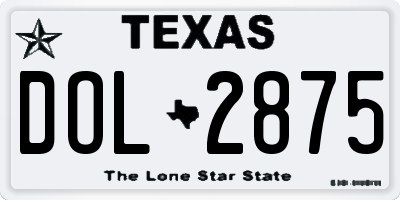 TX license plate DOL2875