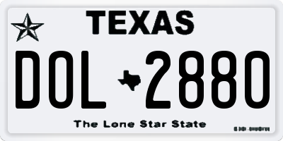 TX license plate DOL2880