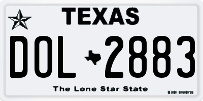 TX license plate DOL2883