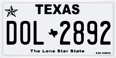 TX license plate DOL2892