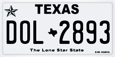 TX license plate DOL2893