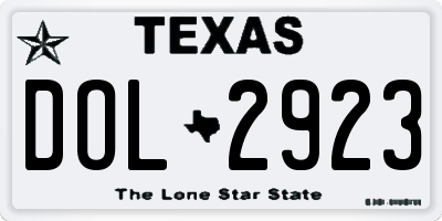 TX license plate DOL2923