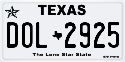 TX license plate DOL2925