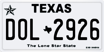TX license plate DOL2926