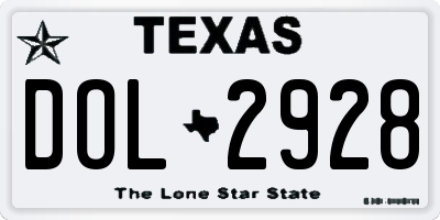 TX license plate DOL2928