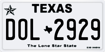 TX license plate DOL2929