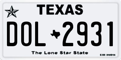TX license plate DOL2931