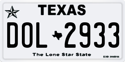 TX license plate DOL2933