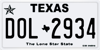 TX license plate DOL2934