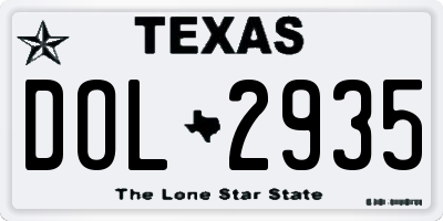TX license plate DOL2935