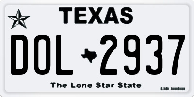 TX license plate DOL2937
