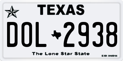 TX license plate DOL2938