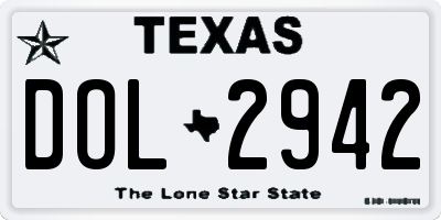 TX license plate DOL2942