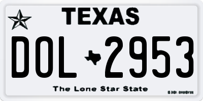 TX license plate DOL2953