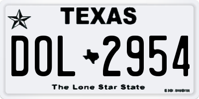 TX license plate DOL2954