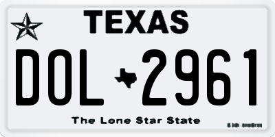 TX license plate DOL2961